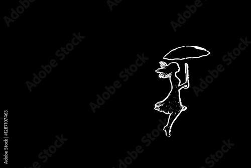 Enchanted Girl with Umbrella Silhouette Art