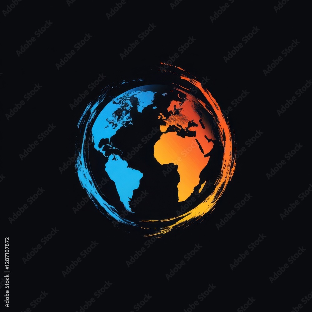 Earth in fire and ice brush stroke circle Earth in fire and ice brush stroke circle