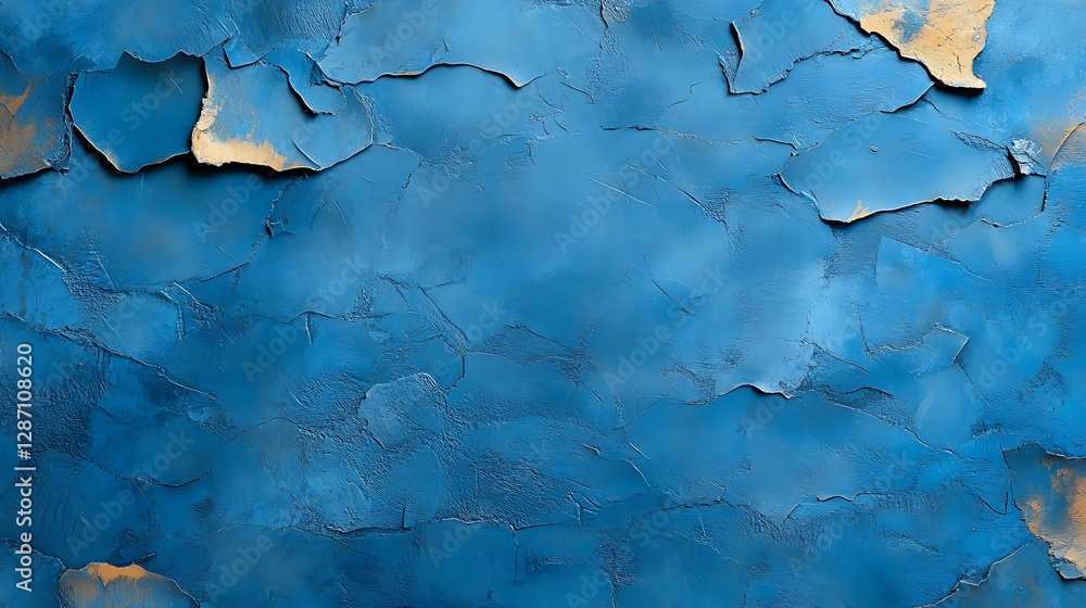 Obraz premium Textured Blue Paint Peeling: Abstract Digital Painting AI Generated