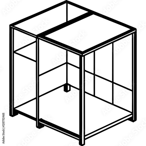 "Modular Cubicle Furniture Vector Illustration - White Background Clipart & Line Art Design", "Stylish modular cubicle vector design perfect for office or workspace graphics."