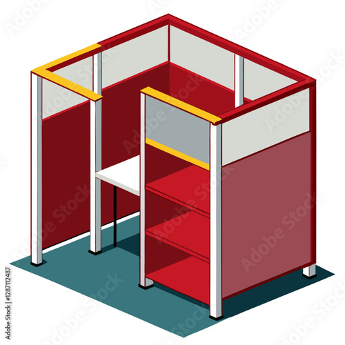 "Modular Cubicle Furniture Vector Illustration - White Background Clipart & Line Art Design", "Stylish modular cubicle vector design perfect for office or workspace graphics."