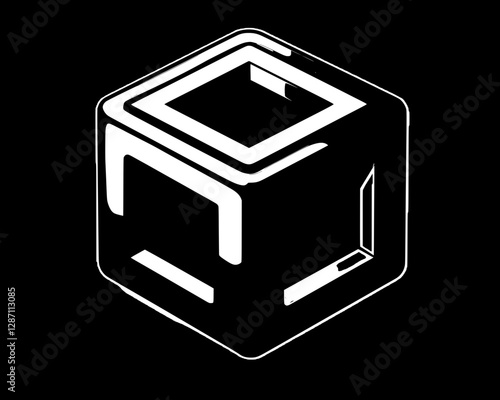 Stylish 3D Gray Cube Design