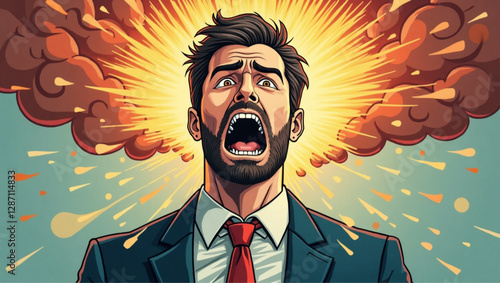 Businessman under extreme pressure, symbolizing stress, fear, and struggle in a challenging career or business situation