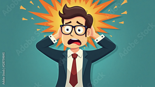 Businessman under extreme pressure, symbolizing stress, fear, and struggle in a challenging career or business situation
