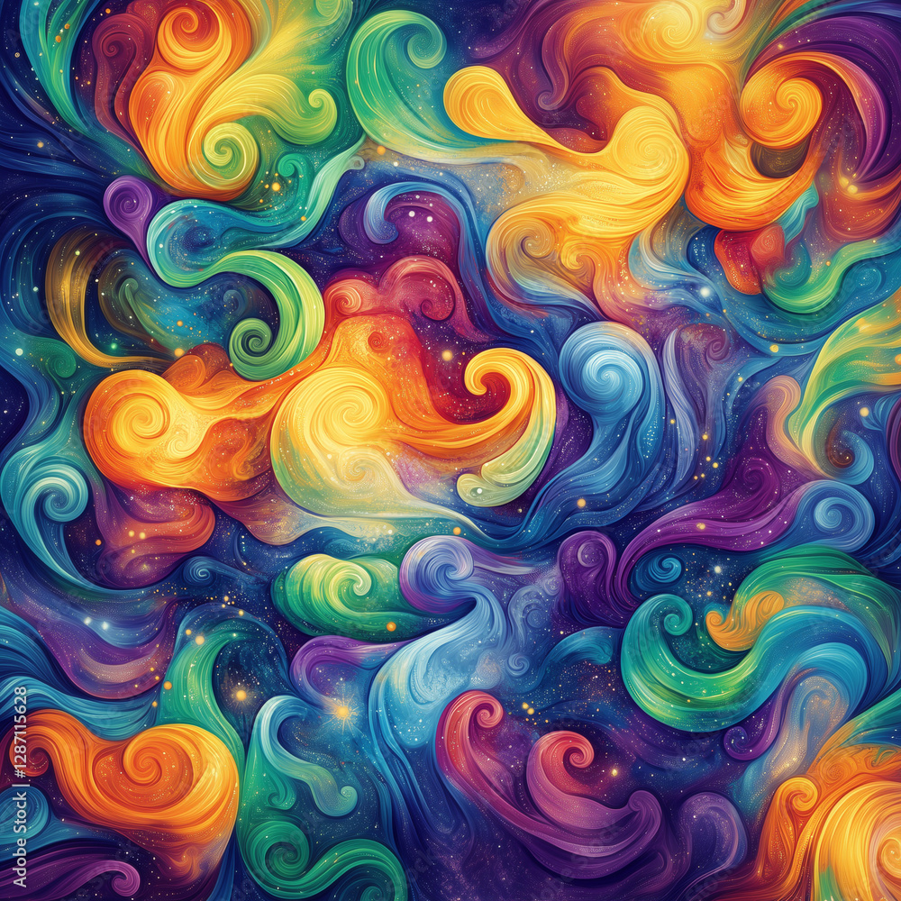 Obraz premium Vibrant Swirling Abstract Painting