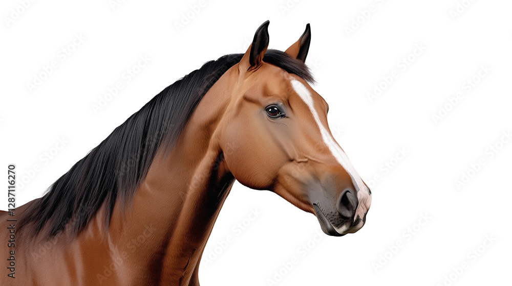 Elegant bay horse head on a transparent background Elegant bay horse head on a transparent background