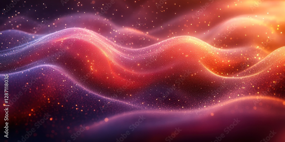 Abstract Red and Purple Glittering Waves Digital Art Abstract Red and Purple Glittering Waves Digital Art