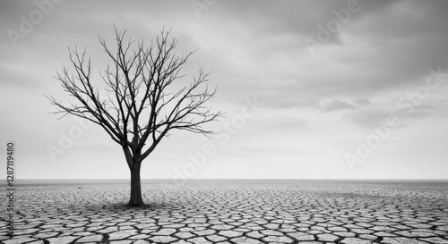 Barren tree in a desolate landscape representing financial hardship