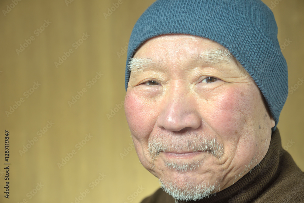 髭面の老人の笑顔 髭面の老人の笑顔