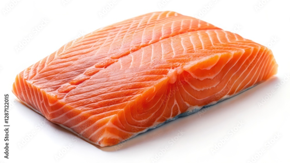 Raw Salmon Fillet on White Background Raw Salmon Fillet on White Background
