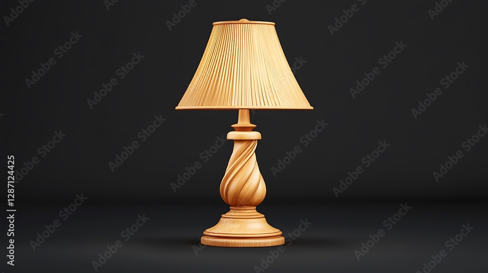 Elegant Wooden Table Lamp: 3D Render on Dark Background AI Generated Elegant Wooden Table Lamp: 3D Render on Dark Background AI Generated