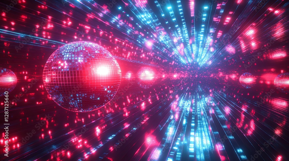 Neon Disco Ball Tunnel Digital Light Show Neon Disco Ball Tunnel Digital Light Show