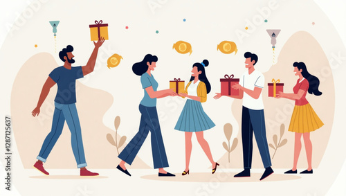 Customers Receiving Rewards and Gifts Through Cash Back Loyalty Program for Online Shopping Purchases