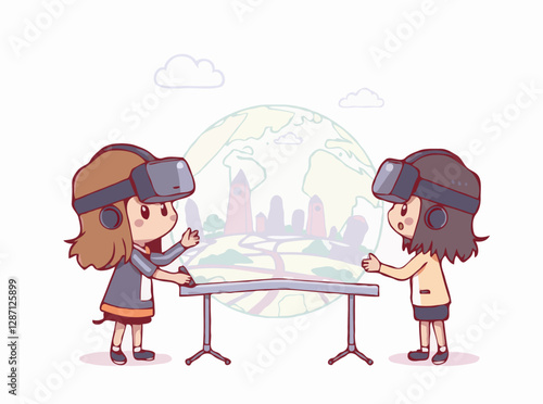 Virtual Reality World Simulation Vector