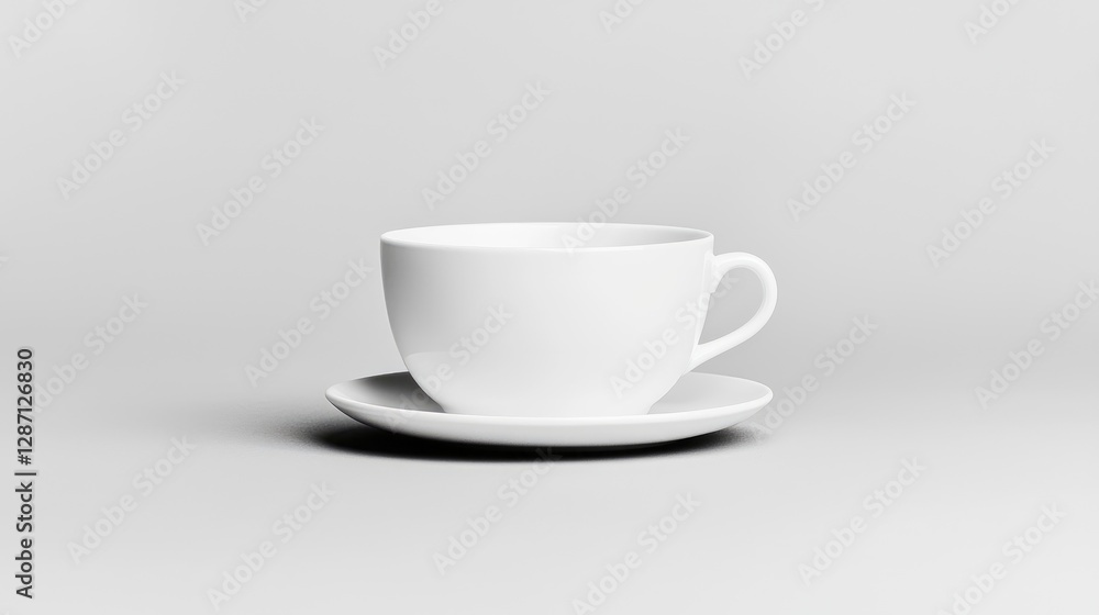 White teacup saucer studio shot; minimalist background; for cafe menu design White teacup saucer studio shot; minimalist background; for cafe menu design