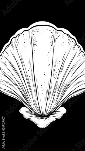 Elegant Black and White Seashell Illustration