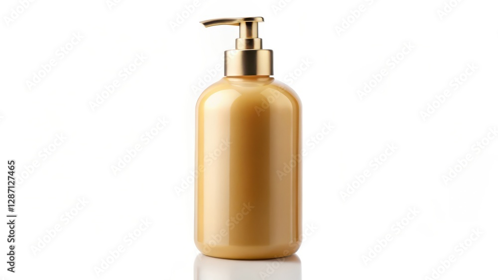 Gold Pump Bottle on White Background Gold Pump Bottle on White Background