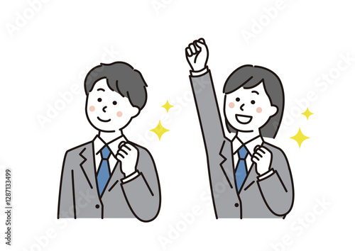 Wallpaper Mural ガッツポーズをする学生の男女 Torontodigital.ca