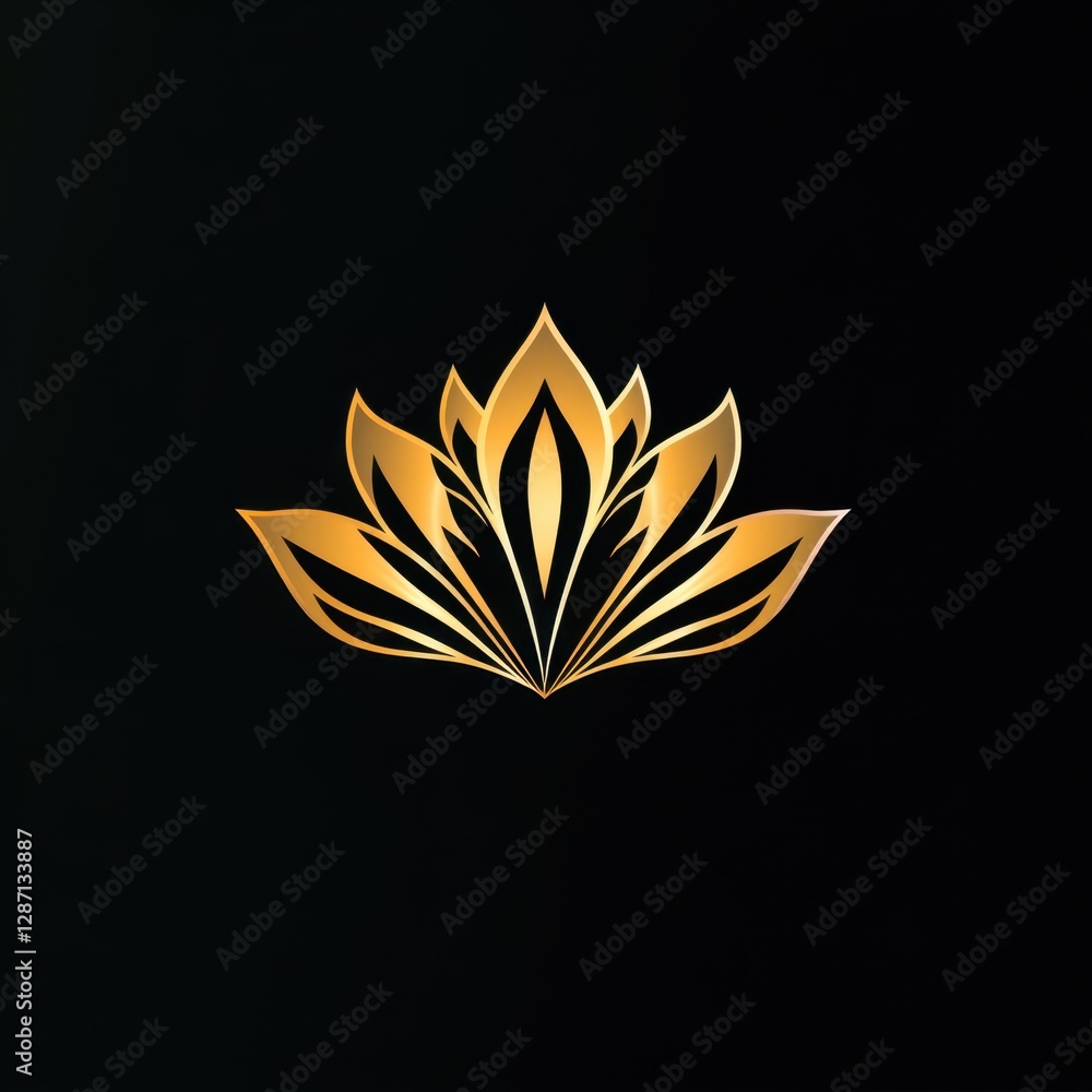 Golden lotus blossom with symmetrical petals Golden lotus blossom with symmetrical petals