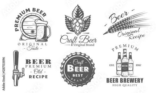 Beer logo set isolated on white background