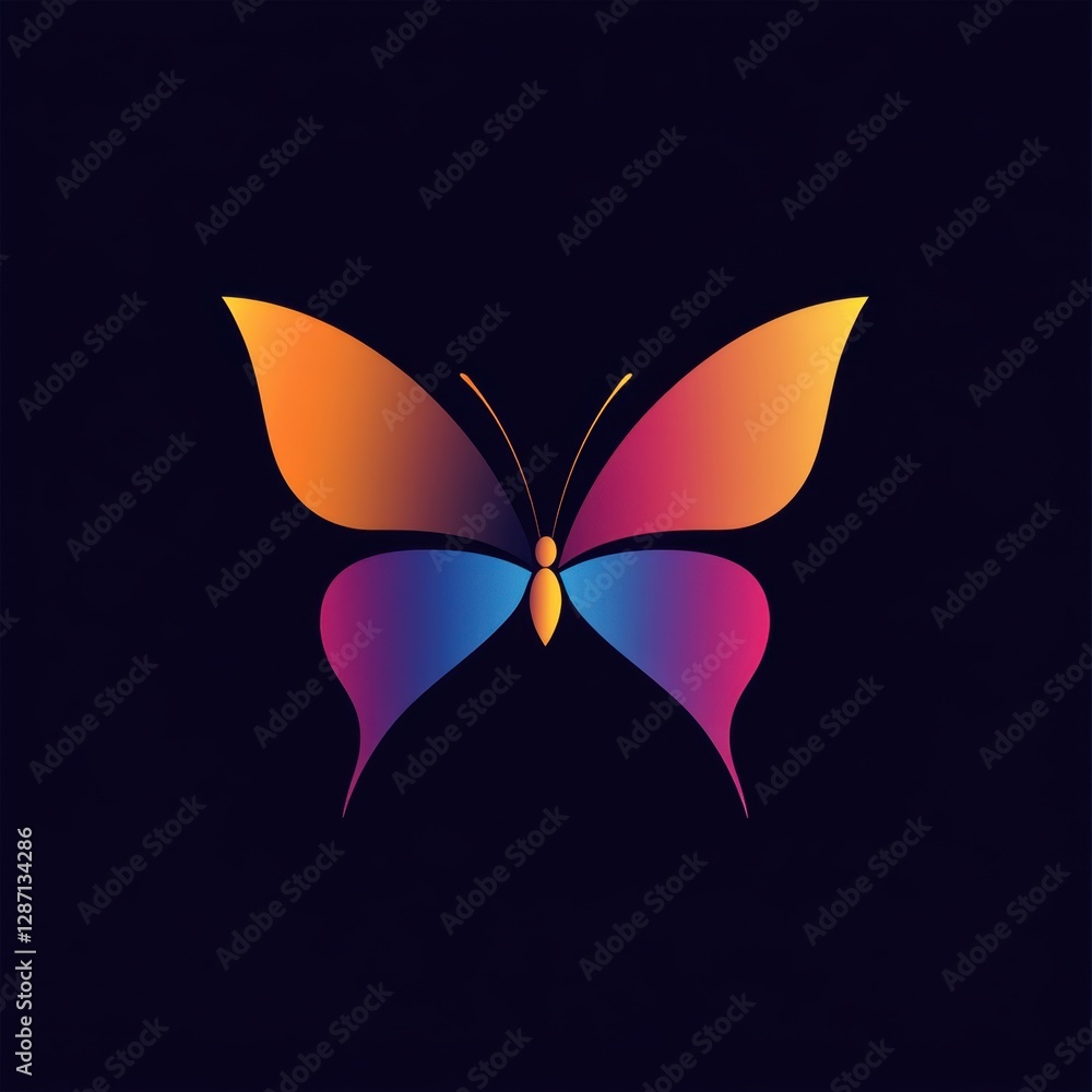 Fototapeta premium Vibrant butterfly with gradient colorful wings 
