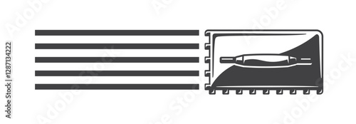 Trowel laying floor tiles and cement adhesive straight shape. Texture of cementitious adhesive from a trowel for laying wall tiles. Vector illustration