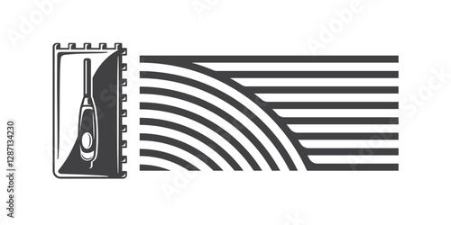 Trowel laying floor tiles and cement adhesive. Texture of cementitious adhesive from a trowel for laying wall tiles. Vector illustration