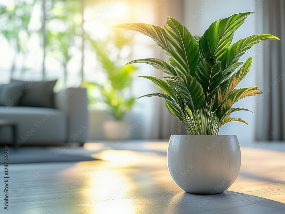 Indoor plants in a modern home with glowing AR plant care tips, sleek contemporary living room, soft natural lighting, photorealistic Indoor plants in a modern home with glowing AR plant care tips, sleek contemporary living room, soft natural lighting, photorealistic