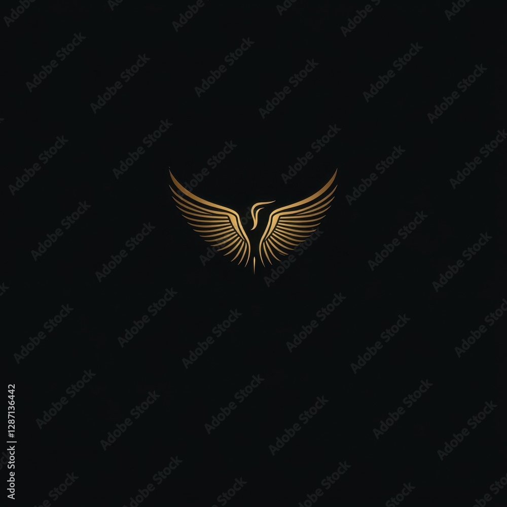 Obraz premium Golden phoenix bird with extended wings 