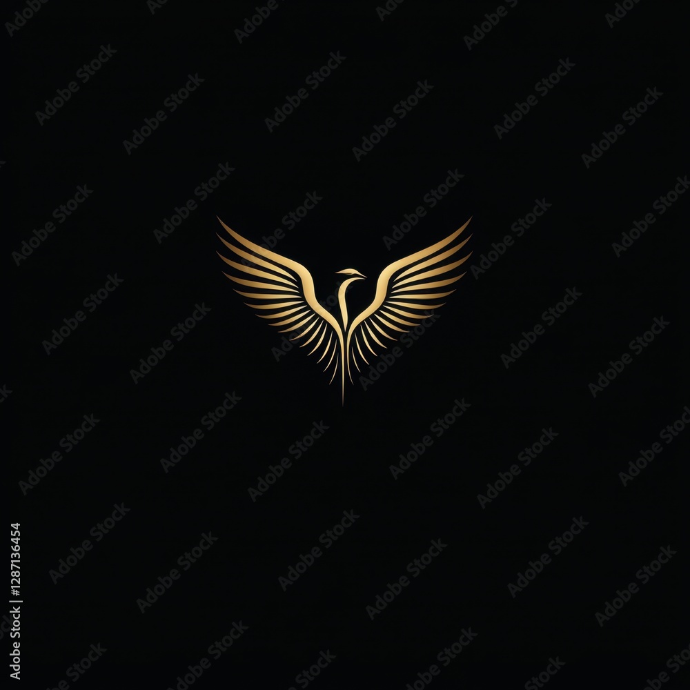 Obraz premium Golden phoenix bird with extended wings 