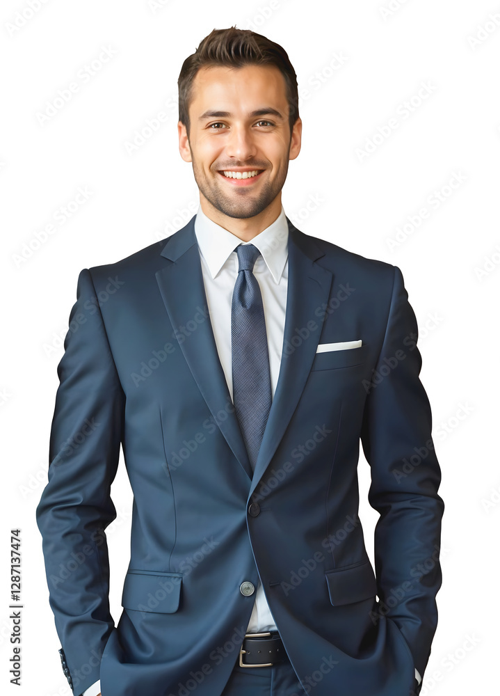 handsome confident young business man in elegant suit smiling, cheerful manager, ceo, corporate people