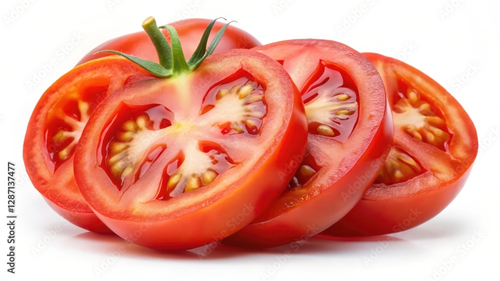 Sliced Tomatoes on White Background Sliced Tomatoes on White Background