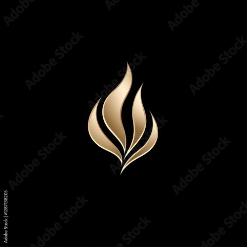 Abstract golden flame shape on black	