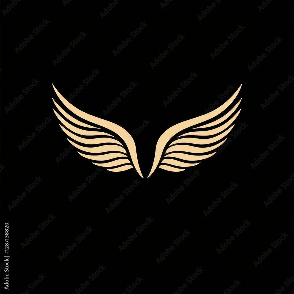 Obraz premium Stylized golden wings on black background 