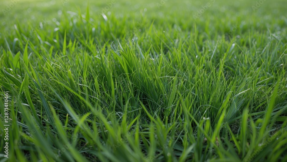 Lush Vibrant Green Grass Close-Up Texture in a Sunlit Outdoor Environment Lush Vibrant Green Grass Close-Up Texture in a Sunlit Outdoor Environment
