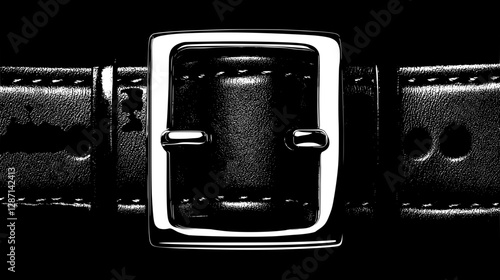Sleek Black Leather Belt Buckle with Exquisite Metalwork