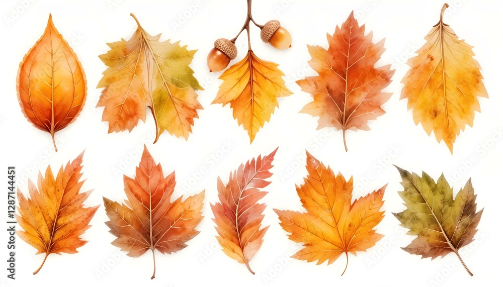 Fototapeta premium Fall foliage, autumn leaf background image, natural texture banner