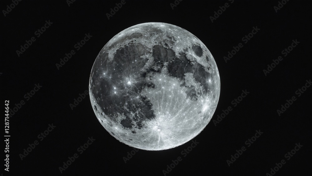 Obraz premium High-definition close-up of a luminous half moon against a deep black background showcasing detailed surface textures and celestial beauty.