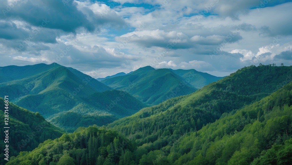 Lush Green Mountains Beneath a Dramatic Blue Sky Showcasing the Beauty of Natural Landscapes and Verdant Forests Lush Green Mountains Beneath a Dramatic Blue Sky Showcasing the Beauty of Natural Landscapes and Verdant Forests