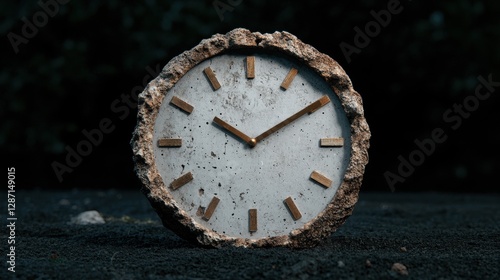 Wallpaper Mural Stone clock showing the time in a dark environment. Torontodigital.ca
