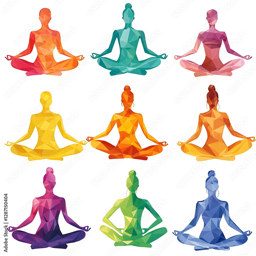 Abstract polygonal figures in lotus position Abstract polygonal figures in lotus position