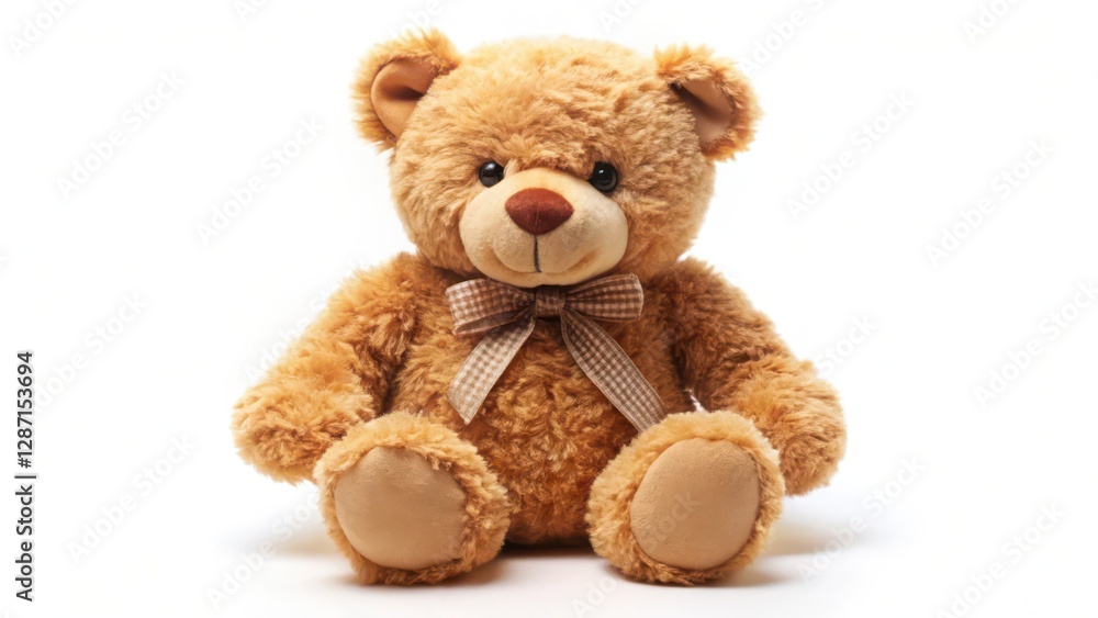 Obraz premium Plush Teddy Bear on White Background