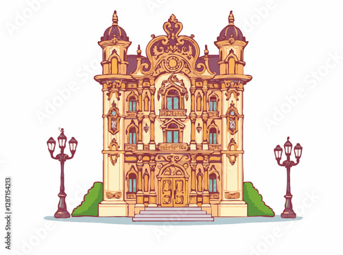 Intricate Baroque Architecture Design Elements Vector