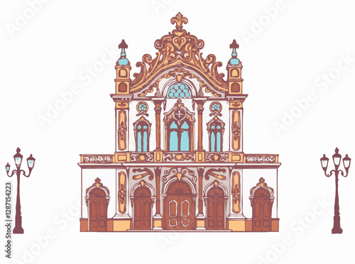 Intricate Baroque Architecture Design Elements Vector
