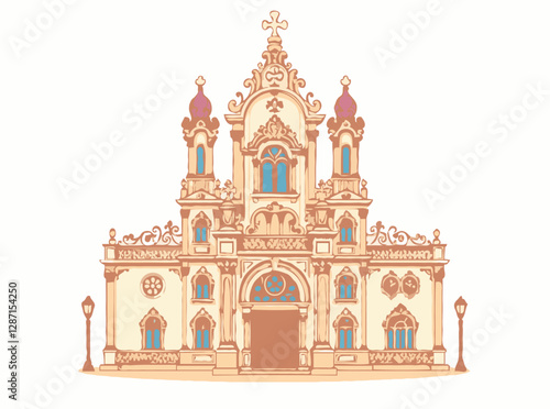 Intricate Baroque Architecture Design Elements Vector