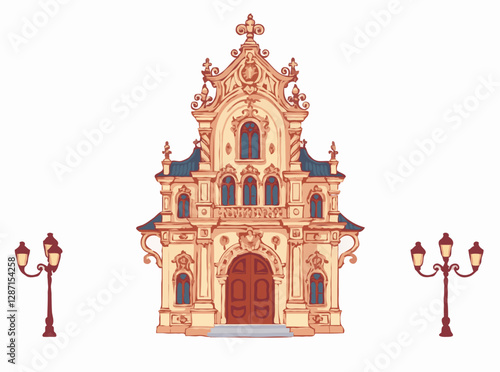 Intricate Baroque Architecture Design Elements Vector