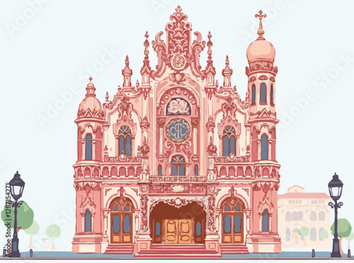 Intricate Baroque Architecture Design Elements Vector