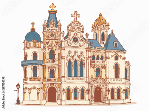 Intricate Baroque Architecture Design Elements Vector