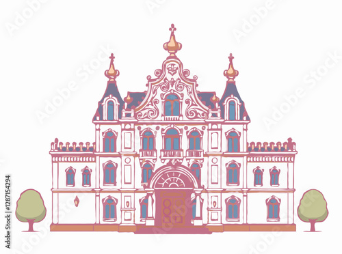 Intricate Baroque Architecture Design Elements Vector