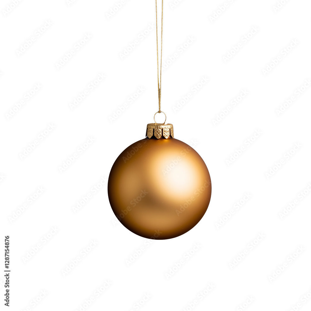 Golden Christmas ornament hanging on a transparent background Golden Christmas ornament hanging on a transparent background